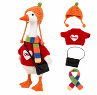 Ensemble de vêtements tricotés pour mini-oie de dessin animé de 7 pouces, adorable costume de décoration pour mini-oie de 17 cm avec chapeau et écharpe tricotés