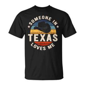 Camiseta con diseño occidental vintage de Someone In Texas Loves Me, camisa informal para hombre - Product Image 1