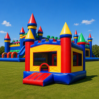Château gonflable coloré facile à installer pour les jeux en plein air, usage commercial