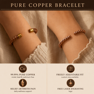 Bracelet manchette tendance pour femmes et hommes, réglable, en cuivre pur à 99,99 %, bijou fait main en fil torsadé - Product Image 2