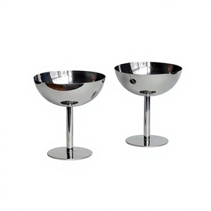 Bols à glace en acier inoxydable poli, design minimaliste, compatibles lave-vaisselle, bols de service en métal pour les fêtes - Product Image 2
