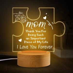 Veilleuse de tableau d'affichage <span class=keywords><strong>pour</strong></span> mère, papa, lampe de base en bois LED, cadeau d'<span class=keywords><strong>anniversaire</strong></span> de Noël - Product Image 1