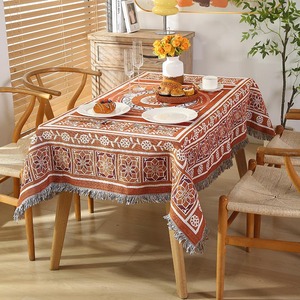 Tovaglia Vintage Geometrica in Cotone/Poliestere Tessuta a Mano, Logo Personalizzato, Copridivano Boho Jacquard Antipolvere - Product Image 4