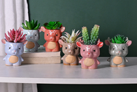 Ventes en gros de mini-pots à fleurs en céramique vernissée en forme de hibou avec trou de drainage pour jardin, maison, bureau et cadeau promotionnel