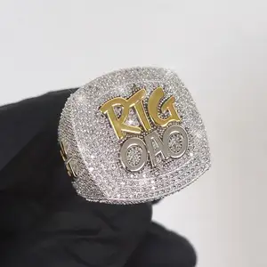 Роскошный чехол в стиле «хип-хоп», Брендовое ювелирное изделие, на заказ, 925 стерлингового серебра VVS синтетический бриллиант льдом баскетбол чемпионат кольцо для мужчин