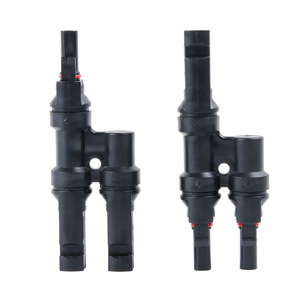 Solar Mc4 Photovoltaic Connector T Type Tee Four Way Five Way Waterproof Joint Branch Connector Black Abs Material Dc Output - Product Image 1