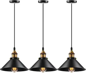 带E26 E27螺旋底座LED爱迪生灯泡的老式工业吊灯吊坠照明，用于餐厅厨房岛