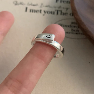 Smiley Face Cross <b>Ring</b> S925 Sterling <b>Silver</b> Women's Index Finger Fashion Jewelry Gift - Product Image 1