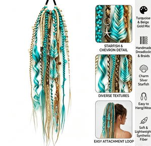 High Temperature Wire <b>Synthetic</b> <b>Dreadlock</b> Ponytail Wig Colorful Braided Rope Style For Women Zhejiang Origin - Product Image 6