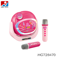Mini machine de karaoké intelligente pour enfants, jouet électronique avec lumière et musique, microphone sans fil, haut-parleur en plastique