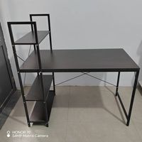 Bureau d'ordinateur en bois et métal Wancheng CD-130-A avec plateau en bois et pieds en tube d'acier, avec étagère de rangement, pour le travail à domicile