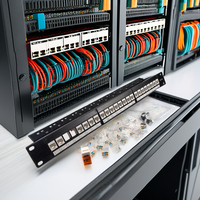 Panel Patch Modular Tanpa Alat 24 Port Cat5E RJ45 UTP 19 Inci 1U dengan 24 Keystone Jack untuk Sistem Kabel Jaringan