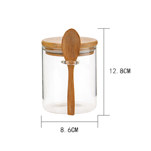 PROMOTION EXCEPTIONNELLE : Boîte hermétique en bambou avec couvercle torsadé en <span class=keywords><strong>bois</strong></span> et cuillère en <span class=keywords><strong>bois</strong></span>, idéale pour le rangement des bonbons et des aliments dans la cuisine. - Product Image 4