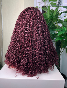วิกผมหน้าผากแบบ Pixie Curly ขนาด 13x4 Super Double Drawn สี 99j รับประกันคุณภาพเส้นผม - Product Image 1