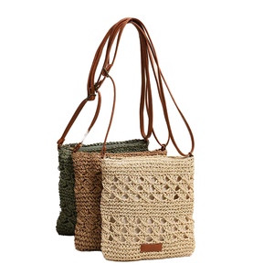 Pochette en paille tissée à la main YIYOU, fermeture éclair, réutilisable, écologique, légère, grande capacité, style vintage, pour femmes - Product Image 1