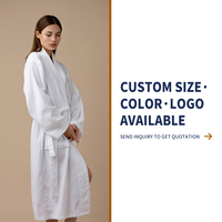 Peignoir de luxe en coton éponge, style kimono, col blanc, confortable et chaud pour la maison et les boutiques, vêtement de détente à manches longues pour femme, commande en gros