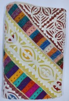 Ensemble de couvre-lit en coton Kantha fait main motif floral pondéré sur mesure coupe travail drap de lit couverture canapé couverture Textiles de maison literie