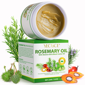 Crème de croissance capillaire naturelle vegan YECUCE avec biotine, huile de ricin, huile de romarin, hydratante, anti-frisottis, réparation des pointes fourchues, huile capillaire - Product Image 1