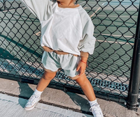 Ensemble de vêtements en molleton français pour enfants, garçons et filles, couleur contrastée, sweat-shirt ample, ensemble de pulls
