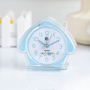 Venta directa de fábrica de relojes despertadores de plástico sencillos para estudiantes con luces, diseños de casas en colores pastel, esfera transparente y fáciles de usar. - Product Image 4