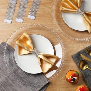 Assiettes de présentation en perles transparentes de 13 pouces en plastique perlé acrylique transparent assiettes de base <span class=keywords><strong>pour</strong></span> les événements de mariage - Product Image 3