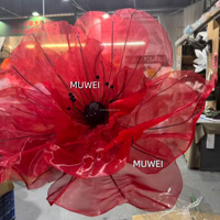 Muwei Grande fleur géante sur pied en organza et maille transparente, faite main, pour allée de mariage, entrée, photomaton et toile de fond d'événement