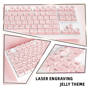 <span class=keywords><strong>Zhuyin</strong></span> Crystal Jelly Keycap Putih/Merah Muda Profil CBSA 132 Tombol PBT PC Cetakan Dua Warna untuk Keyboard Mekanik 61/64/68/104/108 - Product Image 1