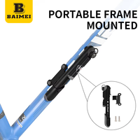 Pompe à châssis portable BAIMEI pour mini-vélo avec manomètre haute pression pour valves françaises/américaines - Valve intelligente 120 PSI étanche
