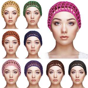 <span class=keywords><strong>Filet</strong></span> à <span class=keywords><strong>cheveux</strong></span> en maille pour femmes Crochet Caps Hat Snood Sleeping Night Cover Turban Rayon Knit Hairnet Hair Accessory - Product Image 4