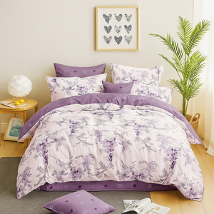 Juego de Ropa de Cama de Poliéster con Estampado Floral de Glicinia Morada, Disponible en Polonia, para Envío Directo en la UE, Juego de 3 Piezas - Product Image 4