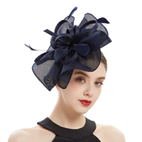 Chapeau Haut de Forme Élégant et Charmant avec Nœud et Plumes, Nouveau Design, pour Femme, Idéal Soirées, Danse, Sports, Décontracté, Réglable en Sinamay