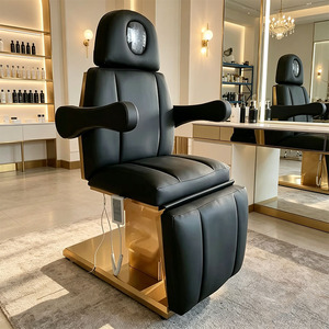 Chaise de traitement esthétique moderne de luxe avec chauffage électrique en cuir synthétique Table de massage de spa Table de beauté faciale pour les cils - Product Image 1