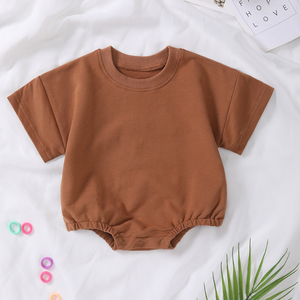 発送準備完了 フレンチテリー ベビーボディスーツ 幼児用バブルスウェットシャツロンパース オーガニックコットン ベビーショートロンパース 赤ちゃん用 - Product Image 1