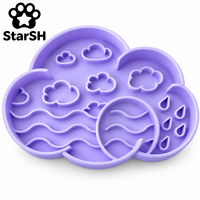 Ensemble de gamelles en silicone motif nuage mignon avec plat à nourriture amovible et tapis d'alimentation facile à nettoyer pour petits chiens et chats