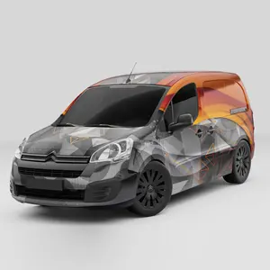 Gray to orange graphic car printing roll matte vinyl car wrap vehicle pellicola car wrapping pattern auto wrap