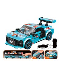 Voiture de course en plastique à rétrofriction, blocs de construction, lumières et sons, modèle de voiture de sport DIY, jouet éducatif pour enfants, cadeau de collection d'anniversaire