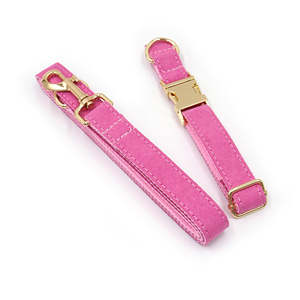 Productos más vendidos 2024, corbata de gamuza roja Rosa sólida, pajarita para mascotas, lindos collares para perros y juego de plomo para cachorros, correas clásicas para mascotas - Product Image 2
