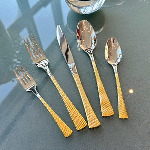 Ensemble de couverts DF BC à manche carré en acier inoxydable 430, couteau, fourchette, cuillère, finition miroir pour hôtels, cuillère à steak et dessert de style occidental - Product Image 3