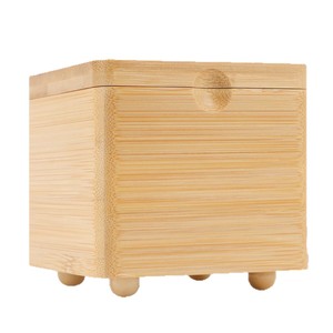 Boîte à épices en bois avec couvercle magnétique et base pour le rangement des condiments de cuisine, couleur bois naturel - Product Image 1