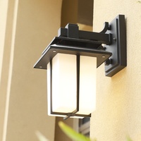 Applique murale LED extérieure en aluminium noir de style romain pour jardin et cour, étanche, blanc chaud, garantie 2 ans