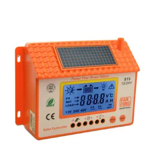 Hanfong Pengontrol Pengisi Daya Baterai Solar, 12V/24V Mini Pengontrol ST530A