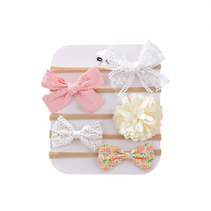 Avrupa Amerikan Bebek Şifon Kumaş Dantel Süslemeli File Saç Bandı Seti Bebek Fiyonklu Saç Bandı Yumuşak Dikişsiz El Yapımı Sevimli Prenses Hediyesi - Product Image 1