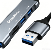 Hub USB en alliage d'aluminium pas cher, 5 ports USB 3.0, lecteur de carte TF/Micro SD, accessoires informatiques, charge de téléphone portable, pas de prise requise