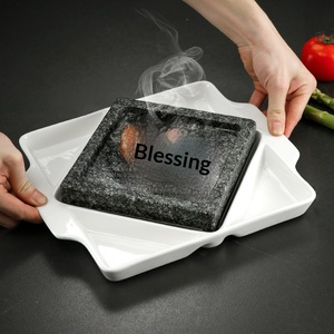 Plancha <span class=keywords><strong>de</strong></span> <span class=keywords><strong>Piedra</strong></span> Volcánica para <span class=keywords><strong>Asar</strong></span> Filetes, Resistente al Calor, con Revestimiento Cerámico para Uso en Restaurantes, para Filetes a la Parrilla, Carne Asada - Product Image 2