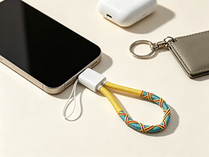 Cavo USB Type-C da 20 cm all'ingrosso per <span class=keywords><strong>iPhone</strong></span>, ricarica rapida 6A/3A, con schermatura a treccia e portachiavi per cellulari e power bank - Product Image 3