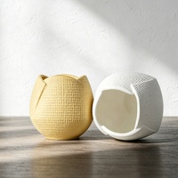 YBH Nordic Decor – Pot à bougie en céramique mat vide, support unique pour bougie, idéal pour la décoration de la maison à Pâques et Noël