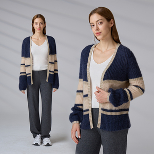 Cardigan en laine mohair personnalisé avec logo OEM ODM, à manches longues, coupe ample, pour femmes - Product Image 1