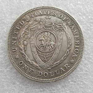 Réplica de la Moneda Hobo Morgan de EE. UU. de 1893, Sello del Escudo de los Caballeros Templarios, Cruzadas, Templo de Salomón, en Dios confiamos, Ojo Masónico, Plateado - Product Image 5