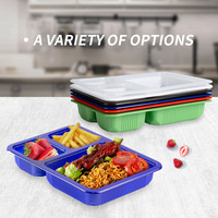 Contenedores Desechables para Alimentos de Grado Alimenticio de 1200 ml con Sellado de Película, para Preparación de Comidas y Catering, Cajas de Almacenamiento de Alimentos con 3 Compartimentos