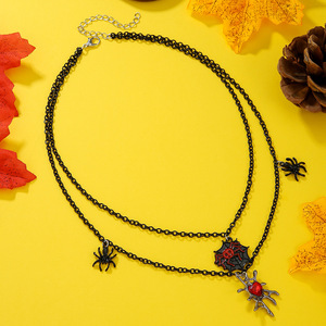 Gothic <b>Spider</b> Layered <b>Necklace</b> Black Choker Chain Halloween Costume Jewelry Women's Fashion Accessory - Product Image 2